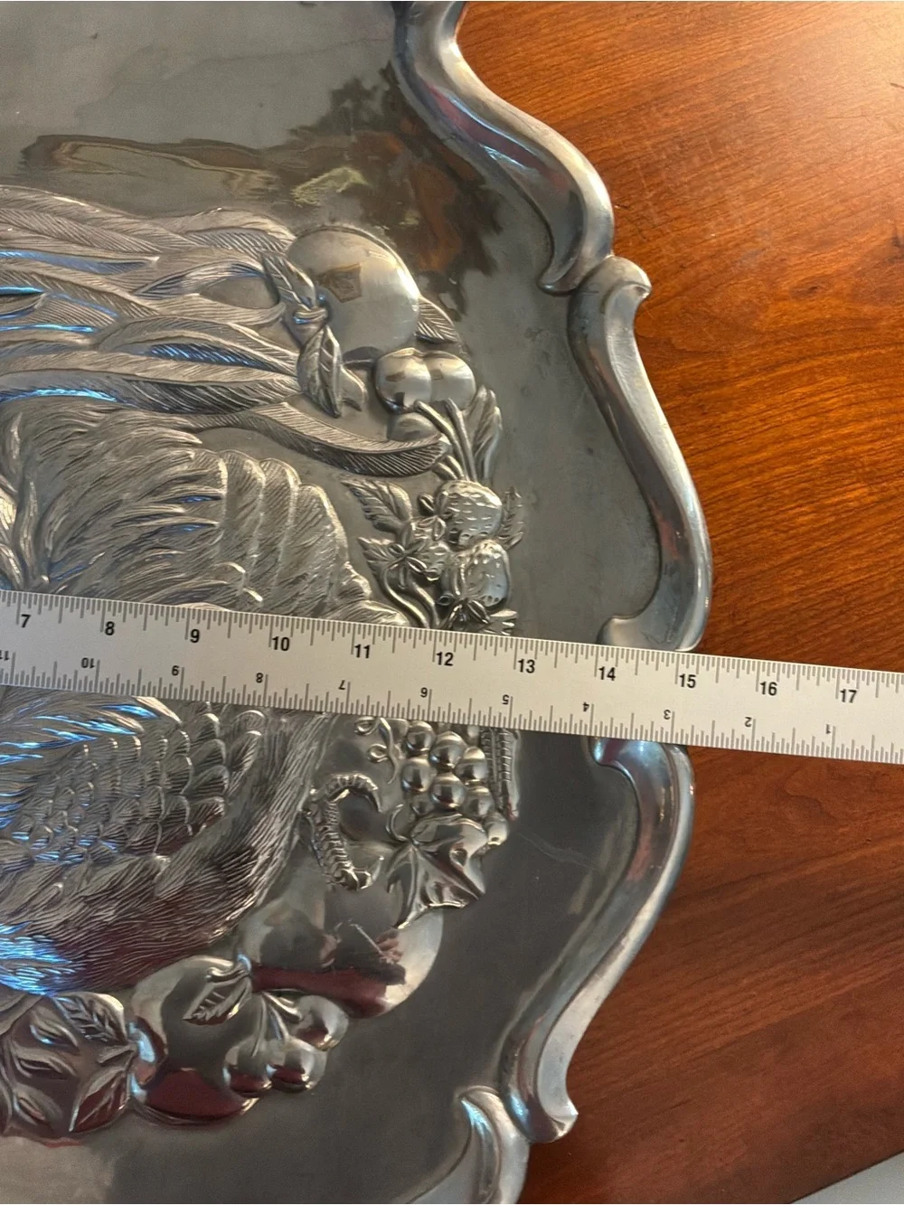 Lenox Pewter Rooster Serving Platter Tray 23.5 by 15.5
